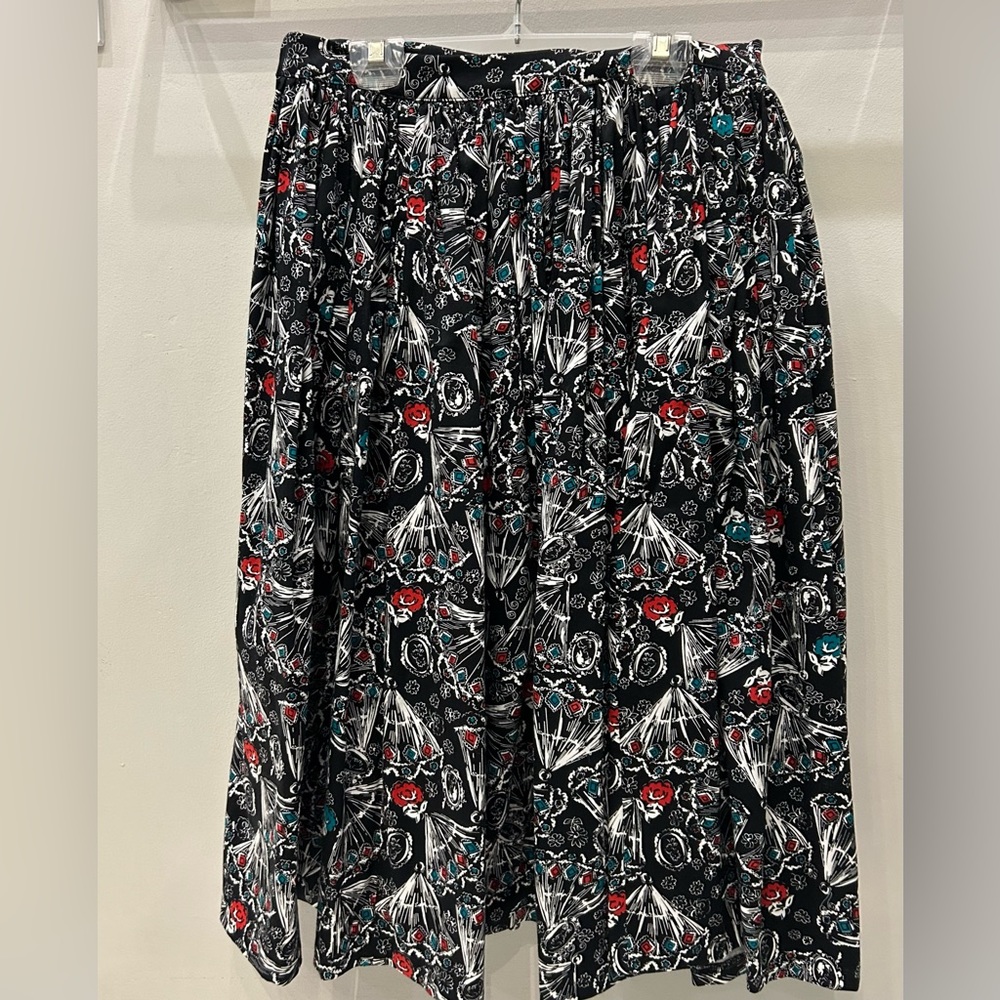 Pinup Girl Clothing Black Spanish Fans Jenny Skirt PUG